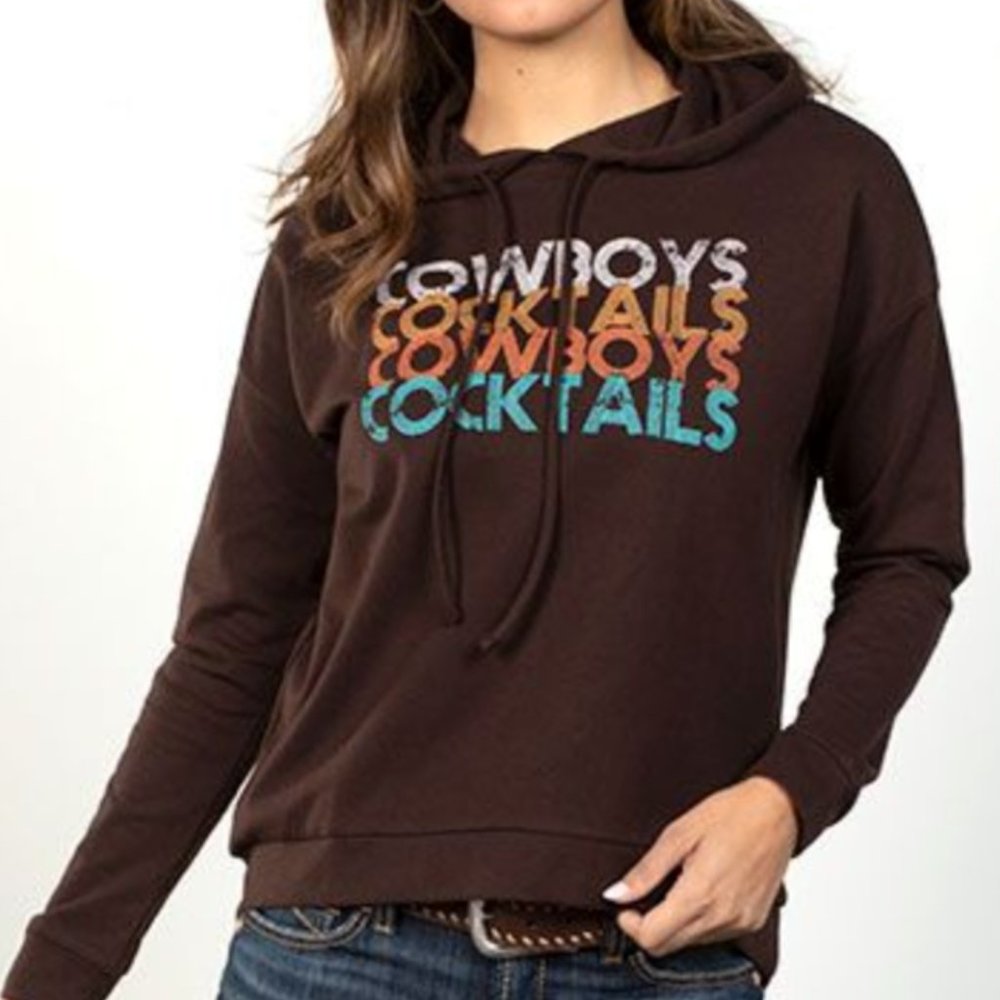 018 Rock & Roll Denim Cowboys & Cocktails Hoodie Cowgirl Sweater